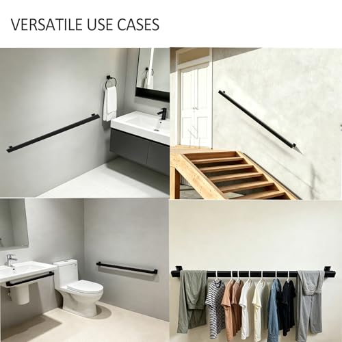 Rampe d'escalier intérieure noire de 300 cm en fer forgé avec support - 4