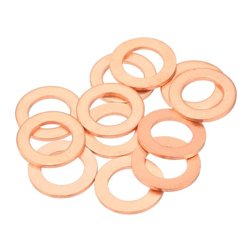 QUARKZMAN 12 Pièces Rondelles Plates en Cuivre, Rondelles d'Écrasement Plates Métriques en Cuivre Amélioré 12x20x1.5mm pour Raccords Hydrauliques Vis Écrou Réparation Électronique