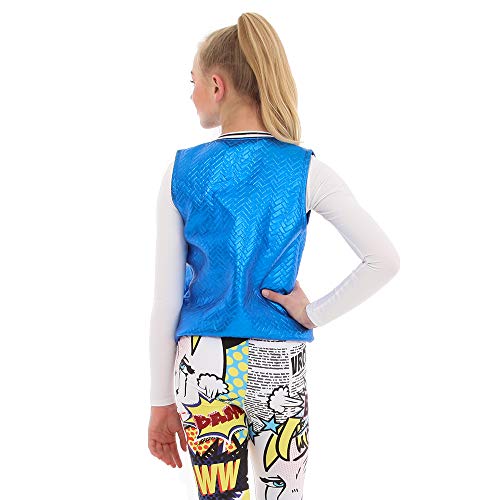 Varsity Faux Leather Vest Metallic Full Zip Up Women's and Girl's3