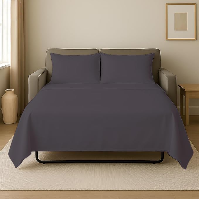 GOKOCO Juego de sábanas de 4 piezas, 100% algodón, 800 hilos, se adapta a colchones de hasta 5 pulgadas, tamaño Queen (60 x 74 pulgadas), color gris