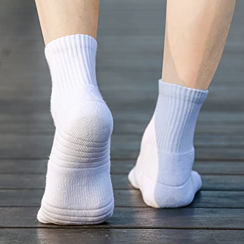 Yuedge Womens Training Fitness Socks Moisture Wicking Cotton Athletic Cushioned Crew Socks For Female Size 5-9, 5 Pairs/Pack, Grey #TOP4