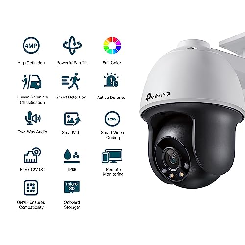 Image of TP-Link VIGI C540 Outdoor Full-Color Pan Tilt Network Camera | IP66 Waterproof | 4MP HD | Smart Motion Detection | H.265+ | Two-Way Audio, Onboard Storage with SD Card Slot | 4mm Lens