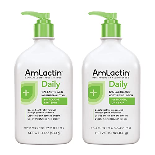 AmLactin Daily Moisturizing Body Lotion, Bottle with Pump, Paraben Free 14.1 Ounce (Pack of 2)