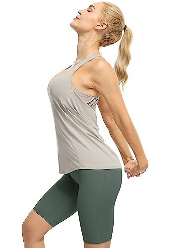 Image of icyzone Women's Open Back Workout Athletic Yoga Tank Tops with Built in Bra