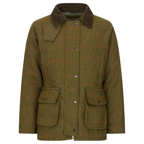 WALKER AND HAWKES - Hazelwood - Damen Country-Jacke aus Tweed - für die Jagd geeignet - Dunkles Salbeigrün - EU 36 (UK 8)