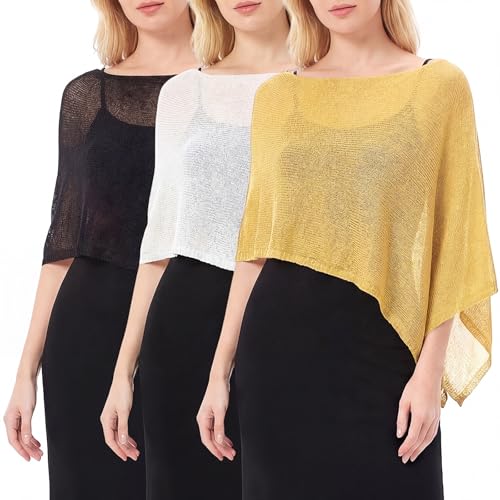 Image of Women Sheer Poncho Shrug Summer Sheer Blouse Top Lightweight Poncho Bolero for Evening Dress