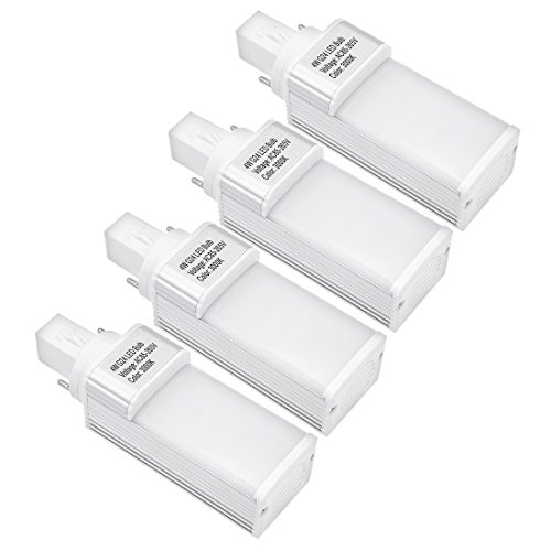 Ruilogod 4pcs G24 G24D PL-C lampada PL 2P 4W LED Lampadina girevole bianco caldo 3000K, CFL lampada fluorescente compatta sostituzione, con copertura lattea