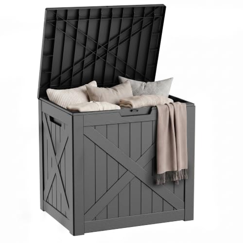 Image of 40 Gallon Outdoor Storage Box Waterproof, UV Resistant Resin Deck Box for Patio Furniture, Outside Storage Box for Garden Tools, Patio Cushions, Black