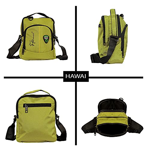 Image of Hawai PVC Coated Water Resistant Polyester Nylon Casual Sling Messenger Side Bag for Office College Outdoor Travel Daytrip-PUBWC1 for Men Women