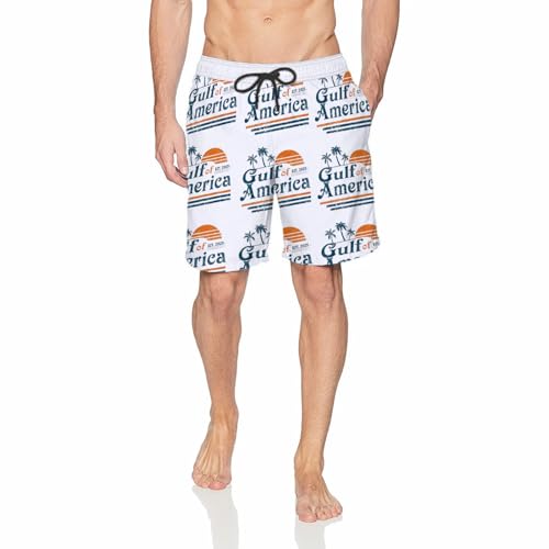 Gulf of America Swim Trunks, Welcome to Novelty Fabrics Fast Drying Breathable Beach Shorts Men