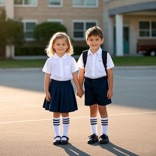 ENBAOHUI 3 Pairs Toddler Soccer Socks - Kids Boys Girls Knee Socks4