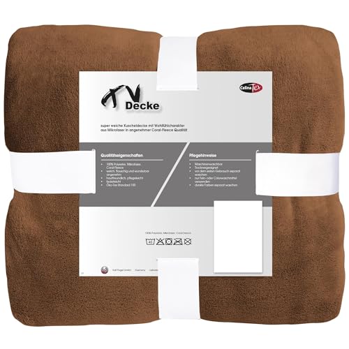 CelinaTex Flauschige Kuscheldecke 150 x 200 cm braun Decke Sofa Wohndecke weich Soft Mikrofaser Fleece Oeko-TEX TV-Decke – Ansicht 3