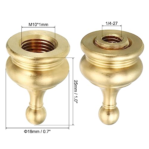Image of PATIKIL 1 inch Tall Brass Lamp Finials Cap Knob, 2 Set Lamp Screw Holder Tapped 1 /4-27 for Table and Floor Lamp Shade Decoration, Gold Tone