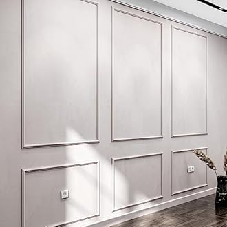 Wall Molding Kit for Interior Walls – Pre-Cut Factory Primed Trim Set for Decorative Panel Look, Accent Walls, Picture Frame & Wainscoting Projects | 3 Top 3 Bottom Frames