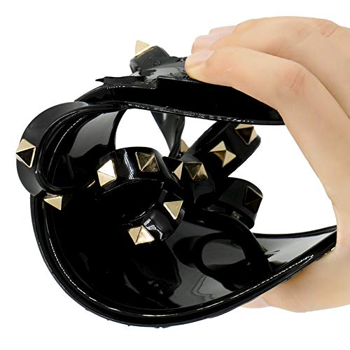 TYFLOVE Women Rivet Flip Flops Studded Jelly Thong Sandals with Bow Summer Bowtie Flat Beach Rain Shoes3