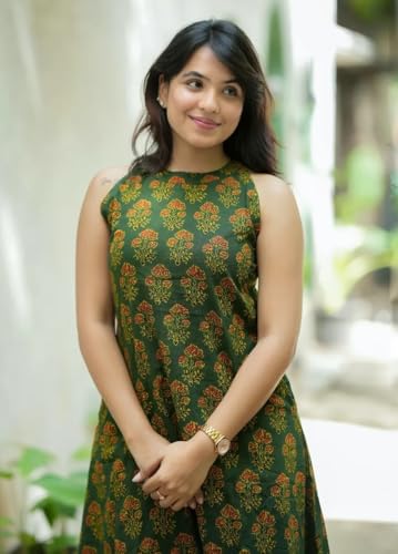 Image of Nermosa Women Pure Cotton Kurta Palazzo Set | Sleeveless Printed Kurta with Palazzo Pants | Summer Friendly, Office Wear Co-Ord Set