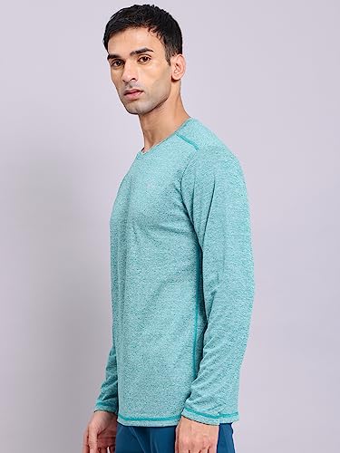 Image of TECHNOSPORT Men's Slim Fit Self-Design Long Sleeve T-Shirt, Double Cool Quick Dry Polyester Sports Tee for Gym, Running, Training, Sports