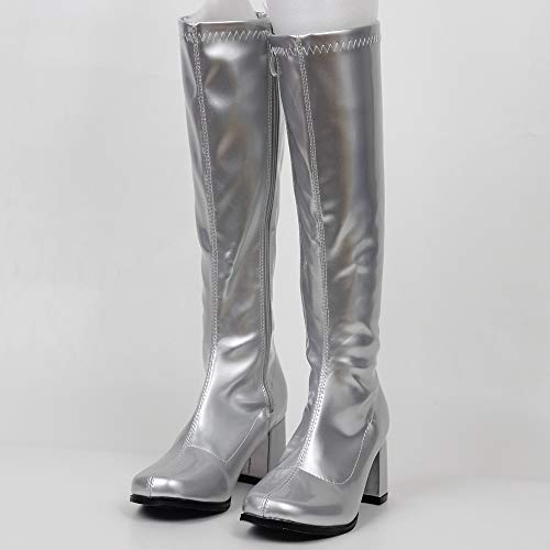 Image of JiaLuoWei GOGO Boots for Women, Knee High Boots, PU Leather Zip Ladies Party Dance Shoes