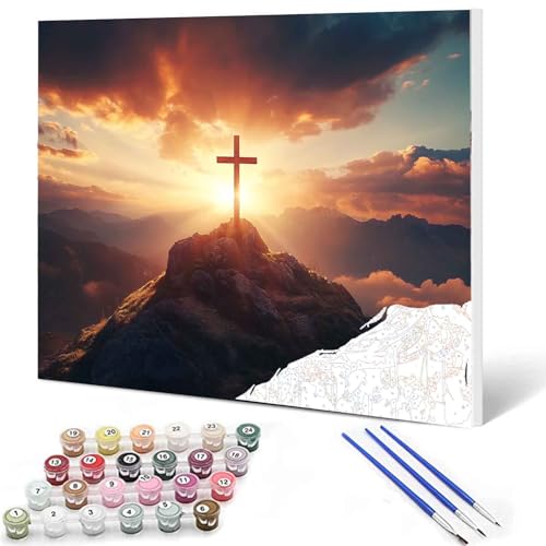 The Christian Cross on the Mountaintop Paint by Numbers Kits