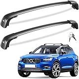 Tuyoung 220lbs Lockable Roof Rack Cross Bars Compatible with Volvo XC40 XC-40 2018-2025, Heavy Duty Aluminum Roof Rails Crossbars Cargo Bars Canoe Snowboard Rooftop Black Carrier Luggage