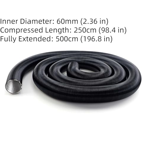 dDanke Flexible Air Duct Pipe 60mm Diameter 500cm Length for Diesel Parking Heater Hose Black Aluminum Tube
