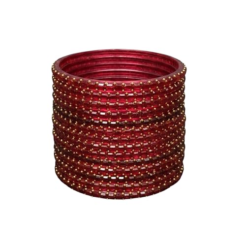 Image of SUNDRAM Raindrop Glass Bangles Set for Women & Girls, Transparent Crystal Kanch Ki Chudi for Wedding & Party, Set of 12