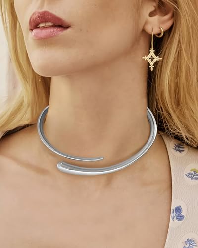 LILIE&WHITE Gold And Silver Collar Necklace For Women Adjustable Open Silver Chunky Necklaces Gold Collar Statement Necklace Chic Jewelry2