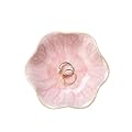 Lotus Leaf Shape Decorative Ring Tray, Small Key Bowl, Ceramic Trinket Tray Jewelry Dish Organizing Necklace Earrings, Home Decoration for Mom Best Friend Sister, Pink.