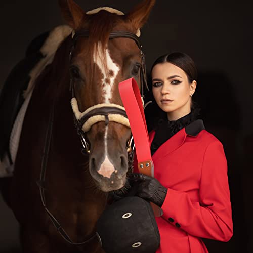 Bavihor Riding Crop For Horses, 19'' Equestrianism Riding Crops With Anti-Slip Wooden Handle (Red) #TOP4