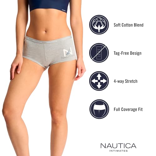 Image of Nautica Women's Cotton Boyshort Underwear Set, 5-Pack