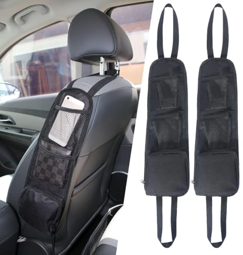Uraqt Organizadores De Coche, 2 Bolsas De Almacenamiento Laterales Para Asiento De Coche Con 3 Bolsillos, Bolsa Colgante De Malla Para Asiento Delantero Para Objetos Pequeños De Automóvil, Bolsillos