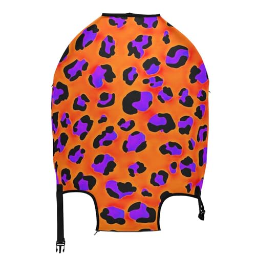 Joisal Purple Leopard Orange Luggage Covers for Suitcase Protector Personalized Flight Travel Suitcase Sleeve Painting, M, Fits 22-24 Inch Case2