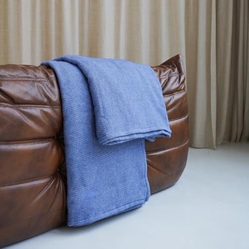 Couverture coton et mérinos bleu contre les nuits fraîches - 3