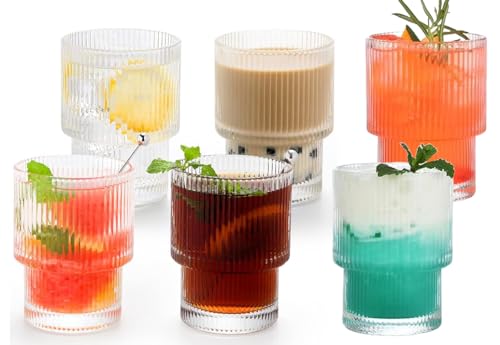Image of WRINGO 280ml Italian Premium Juice Glasses and Transparent Water Glass Medium Size Tumbler Glasses for Drinking Water and Cocktail (Dot, Set of 6)