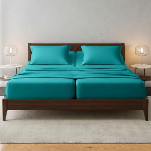 Image of Elegant Comfort Luxury 1500 Premium Hotel Quality Microfiber 5-Piece Sheet Set - Wrinkle Resistant, All Around Elastic Fitted Sheet, Deep Pocket up to 16 inch, Split King, Turquoise