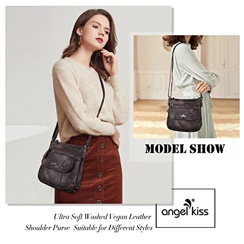 Image of Angelkiss Small Womens Crossbody Bag Leather Shoulder Purse for Women Hobo Bag with Adjustable Shoulder Strap