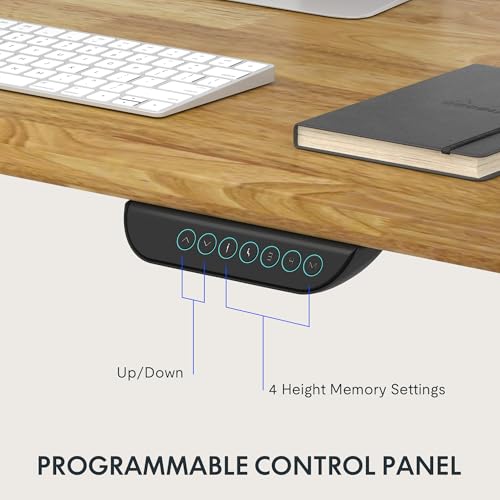 Image of FLEXISPOT E6 MAX Solid Wood Dual Motor 55x24 Inch 3-Stage Heavy Duty Standing Desk, 330lbs Weight Capacity, Height Adjustable Desk w /Cable Management & Wheels(Butcher Block Rubberwood + Black Frame)