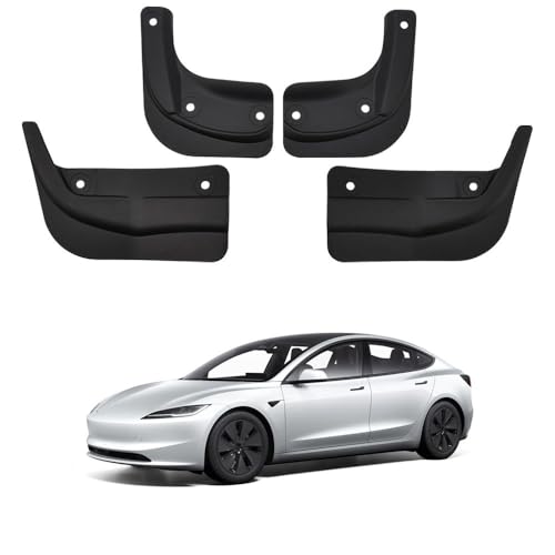 Image of JSCARLIFE T-esla Model 3 2023-2024 Mud Flaps Kit - OEM Fit No-Drill Splash Guards (4PC) | TPE Thermoplastic, Enhanced Stability Design, Moulded Full Protection Set Splash Mud Guards