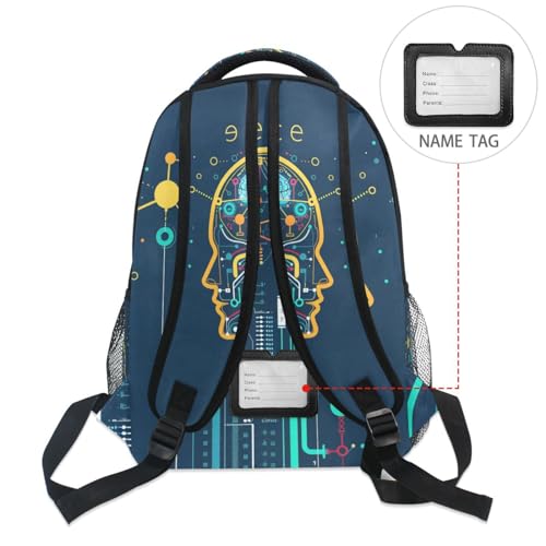 ALAZA Science Brain Backpack Purse with Multiple Pockets Name Card Personalized Travel Laptop Book Bag, Size M/16.9 inch4