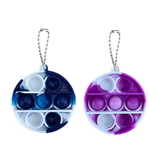 TDAF Mini Push pop Bubble Fidget Sensory Toys, Anxiety Stress Reliever Toys for Kids Adults. Mini Fidget pop Toys Keychain, Stress Relief Gifts for Boys and Girls - 2 Pack Tie dyeâ¦