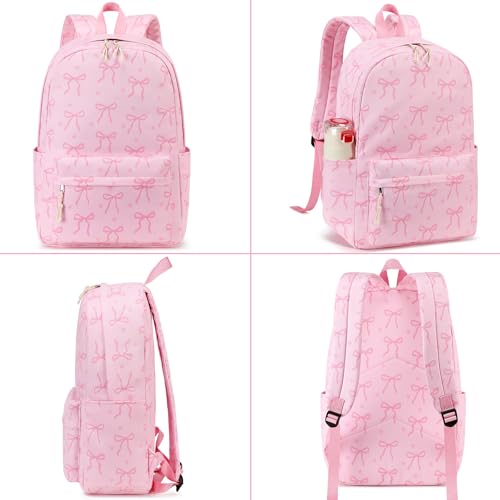 Image of LOIDOU Backpack for Girls School Backpacks Bookbags for Elementary Middle School Women Laptop Backpacks (Bow Tie Pink, L-17)