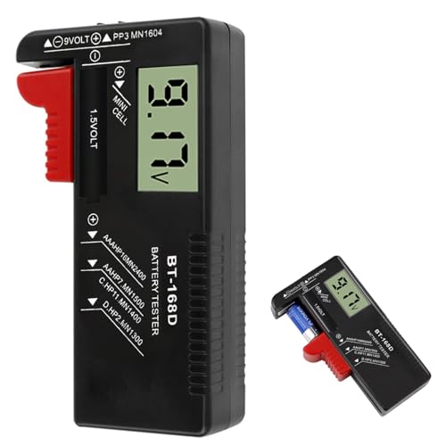 Digitaler LCD Batterietester, Batteriemessgerät, Checker Detection Universal Batterieprüfer, Batterieprüfer für 1,5V und 9V Batterien, Haushalt Ziffern Zeigen Batterie Tester, Einfach zu Tragen