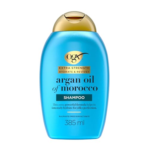 OGX Extra Strength Hydrate & Revive + Argan Oil of Morocco Shampoo | Dry, Damaged Hair, Cold-Pressed Argan Oil to Moisturize & Smooth, Paraben Sulfate Free 385ml