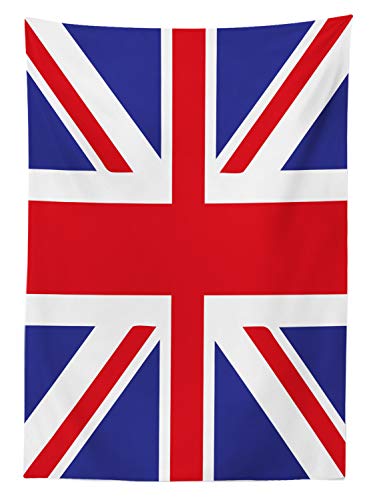 Ambesonne Union Jack Outdoor Tablecloth, Classic Traditional Flag United Kingdom Modern British Loyalty, Decorative Washable Picnic Table Cloth, 58" X 120", Blue Red #TOP1