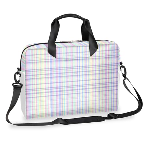 Sacoche ordinateur portable 15.6 pouces Mexpekil sac à bandoulière rayures pastel contre la pluie