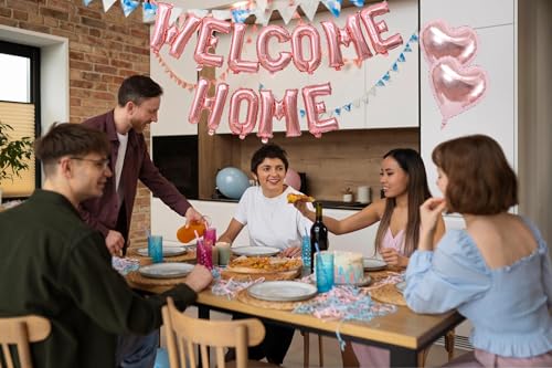 Image of Welcome Home Balloon Aluminum Film Party Decorations Welcome Party Supplies (Rose Gold welcome home)