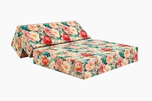 Image of Rosebell-3x6-Feet-One Seater Modern Sofa Bed, Space-Saving Printed Sofa Cum Bed, Compact Sleeper Sofa for Living Room, Guest Room & Small Apartments