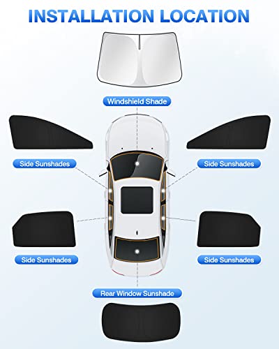 Image of Canvcle Sunshades for 2016-2022 Lexus RX Accessories Windshield Sun Shade Side Rear Window Shade Cover Sun Visor Shield Privacy Protection for Camping Keep Vehicle Cool Black 6PCS