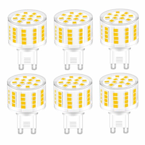Jiotouhu Bombilla LED G9 5W, Reemplazo de 50W Lámpara Halógena, 2700K blanco cálido, 360 grados de ángulo de haz, AC 220 240V, No Regulable, paquete de 6