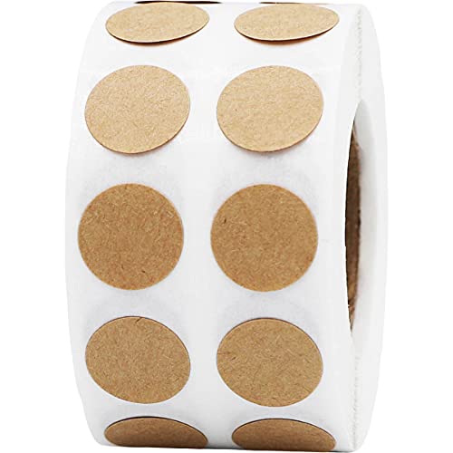 Kraft Naturel Brun Autocollants de Cercle, 13 mm 1/2 Pouce Étiquettes de Points 1000 Paquet Cover